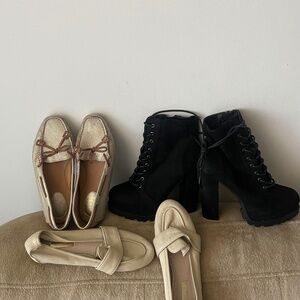 Lot of women’s shoes . Three pairs. Two pairs new.